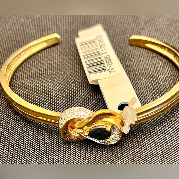 PAC Demure 18K Gold over Brass Sapphire and Diamond Infinity Bracelet New in Box - Picture 3 of 17